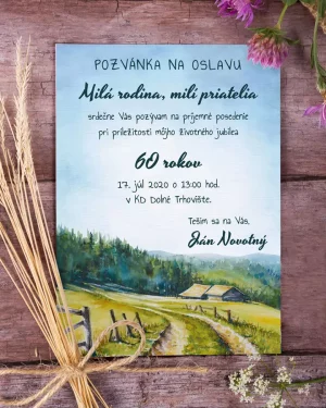 Originálne ľudové malované pozvánky na oslavu jubilea