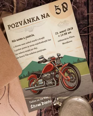 Originálna pozvánka na oslavu jubliea retro motorka