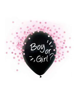 Balón Boy or Girl s ružovými konfetami pre dievča